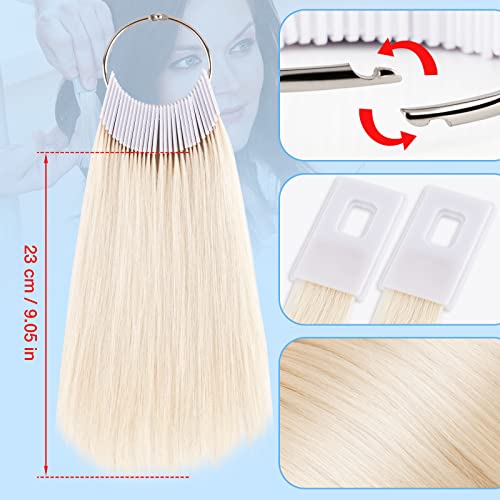 Noverlife 30PCS 9" Human Hair Swatches for Testing Color, Real Human Hair Color Ring, Color Testing Kit Level Swatches for Barber Salon Hair Color Training