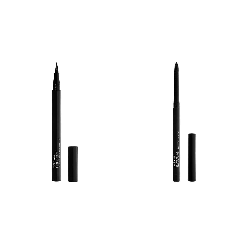 wet n wild Mega Last Breakup-Proof Liquid Eyeliner, Black Mega Last Breakup-Proof Retractable Eyeliner, Blackest Black