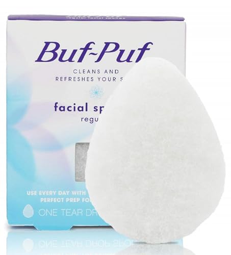 Buf-Puf Facial Sponge, Dermatologist Developed, Removes Deep Down Dirt & Makeup That Causes Breakouts and Blackheads, Reusable, Exfoliating, White, 1 Count