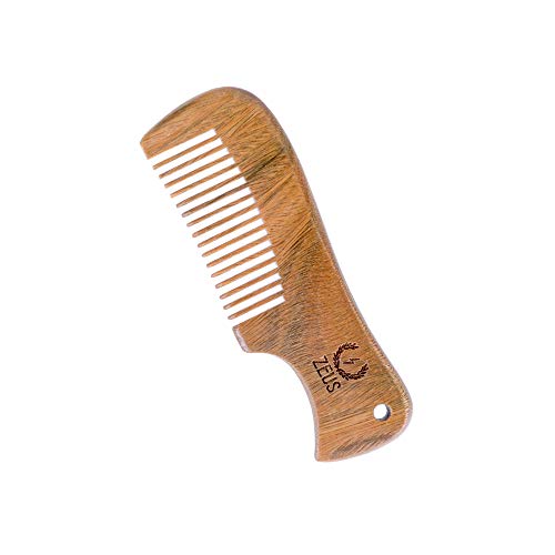 Zeus Pocket Sandalwood Mustache Comb, Handmade Travel Size Mustache Comb for Men
