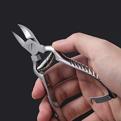 BEZOX Heavy Duty Podiatrist Toenail Clippers for Thick and Ingrown Nails, Stainless Steel Toe Nail Clipper, Pordiatry Ingrwon Toenail Tools - Silver