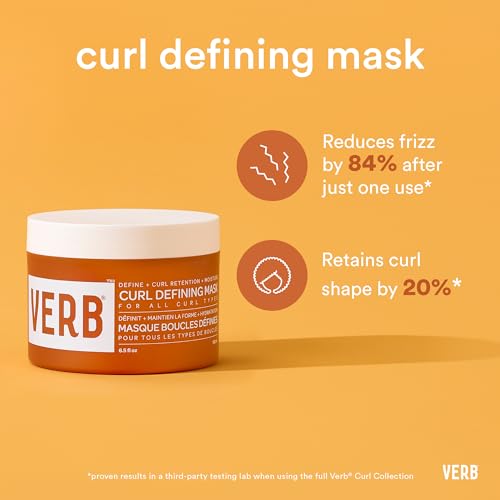 VERB Curl Defining Mask, 6.5 fl oz - Curl Definition + Retention - Moisturize + Reduce Frizz - Vegan, No Parabens or Harmful Sulfates