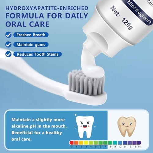 7.5% Hydroxyapatite Toothpaste, Enamel Repair Protection, Tooth Strengthening Whitening Nano Hydroxyapatite, Fluoride-Free Safe for Sensitive Teeth, Natural Peppermint Fresh Breath & Antiplaque 3pcs