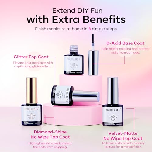 modelones 24Pcs Gel Nail Polish Set, 20 Colors Summer Neon Gel Polish Set Rainbow Colors with Glitter & Glossy & Matte Top + Base Coat Soak Off LED Nail Art Kit Salon at Home