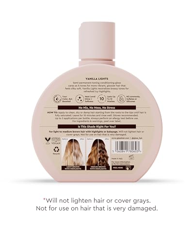 Glaze Supergloss Color Conditioning Gloss – Hydrating Semi-Permanent Color Hair Gloss & Shine Boost – Color Depositing Mask - Vegan, Cruelty-Free – 6.4 Fl Oz - Vanilla Lights - Cool Blue Toner