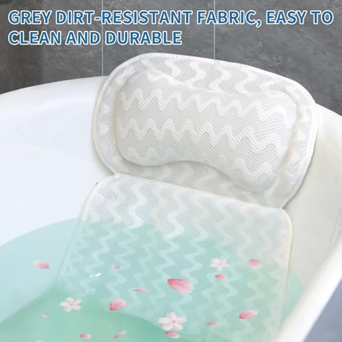 Bath Pillows for Tub,Full Body Bath Pillow for Bathtub,Luxury Bathtub Pillow – Extra Soft Tub Cushion for Head, Neck & Back Support, Skin-Friendly and Comfortable, 4D Air Mesh,Laundry Bag,Quick-Drying