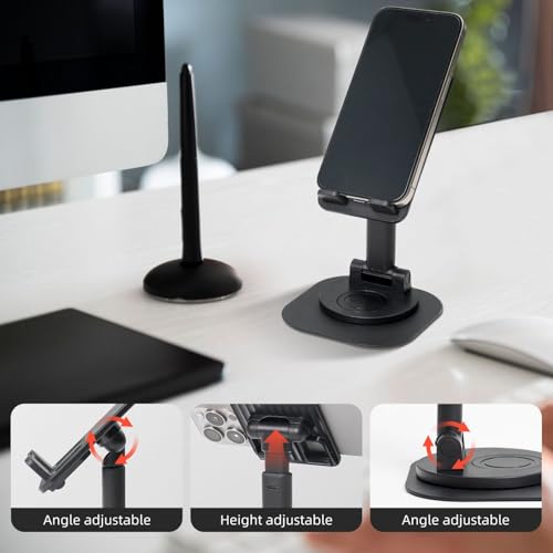 Trumpet Flower Cell Phone Stand 360° Adjustable Desktop Phone Holder Cradle Compatible With Most Mobile Phones Black