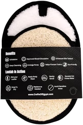 Rugged Natural Shower Loofah for Men - Tough Eco-Friendly Exfoliating Body Scrubbers, Durable & Gentle Terry Towel Cloth pad for Manly Skin Care - Lufas, Luffa, Loufas Sponges