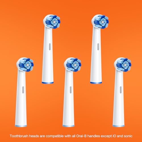 Replacement Toothbrush Heads | Compatible with All Oral-B Braun Handles (Except iO and Sonic) | Electric Toothbrush Round Brush Heads Refill Pro 500/1000/1500/3000/3757/5000/7000/7500/8000/R2, 5 Count