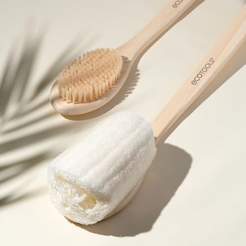 EcoTools Loofah Bath Brush, Back Brush for Bath & Shower, Made with Long Handle & Natural Loofah Material for Exfoliation, Shower Brush for Men & Women, Eco-Friendly & Cruelty-Free, 2 Count