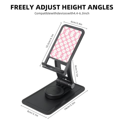 Camellia Pattern Cell Phone Stand 360° Adjustable Foldable Desktop Phone Holder Cradle Compatible with Most Mobile Phones Black