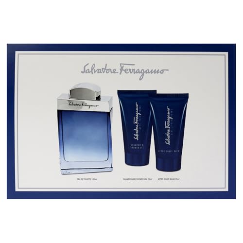 Salvatore Ferragamo Subtil for Men - 3 Pc Gift Set 3.4oz EDT Spray, 2.5oz Shampoo and Shower Gel, 1.7oz After Shave Balm