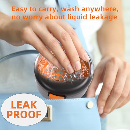 ARGOMAX Leak Proof Retainer Cleaner Case, Denture Cups for Soaking Dentures, Denture Travel Case (Black + Orange).