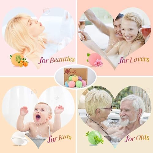 Bath Bombs Gift Set 12 PCS 2.8oz Organic Natural Essential Oils, Relax and Moisturize Skin, Luxury Spa Bomb Gifts for Girl, Mom, Kids, Wife, Birthday, Valentine's Day, Anniversary
