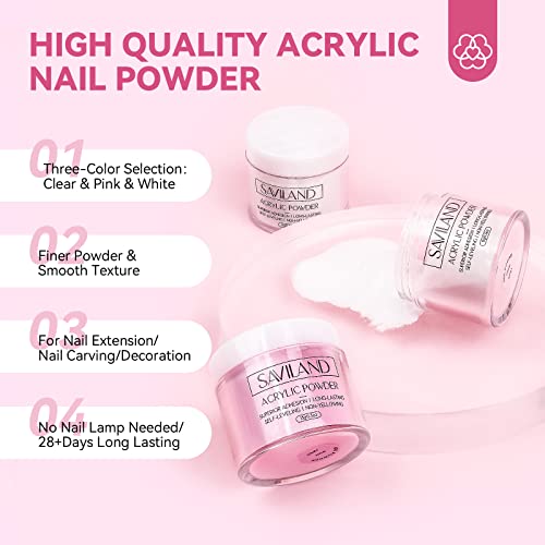 SAVILAND Acrylic Nail Kit with Everything: Nails Kit Acrylic Set For Beginners with Gel Polish U V Lamp Nail Decoration Starter Professional Nail Supplies DIY Home Salon