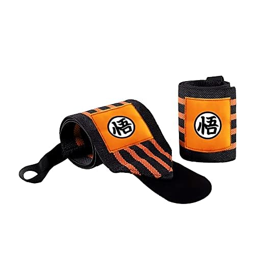 CROWN Anime Wrist Wraps Lifting Straps 24" for Men and Women - 1 Pair Each, Gym Accessories Support Weightlifting, Powerlifting, Strength Training, and Improve Workout, Orange DZB2