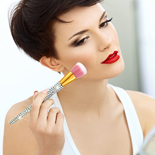 13 Pieces Rhinestone Makeup Brushes Set Bling Crystal Professional Face Cosmetics Blending Liquid Foundation Powder Concealer Eye Shadows Make up Beauty Tool Glitter with Holder (Silver)