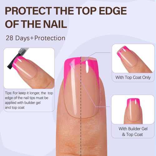 Misssix XBASICTIPS French Tip Press On Nails, 300Pcs French Gel Nail Tips Short Square, Soft Gel Pre-shaped No Need to File 3 in 1 Tips, Fake Nails for Nail Art DIY Extension Designs 15 Sizes