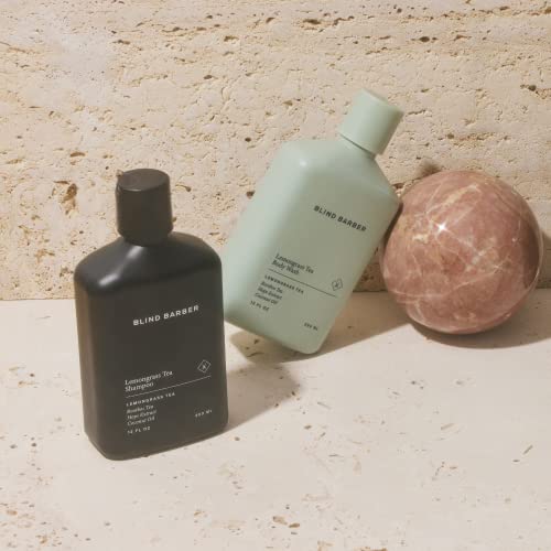 Blind Barber Lemongrass Tea Daily Clarifying Shampoo for Men - Mens Sulfate-Free Hair Thickening Shampoo with Minty Scent - Deep Cleansing + Hair Wash Removes Build-Up (12 Oz)