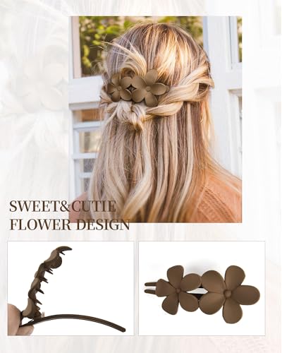 Yanibest 5 Pcs Flat Hair Clips - Stylish Lay Flat Claw Clips for All Hair Types,Multi-Styles Matte Non-slip Hair Clips for Women Girls Wedding Prom Party Hair Decorations