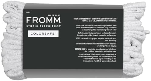 ColorSafe 100% Cotton Bleach Proof Salon Hair Towels for Hairstylists, Barbers, Spa, Gym in White, 16" by 29", 6 Count Absorbent Stain Resistant Towels for Drying Curly, Long, Wavy Hair