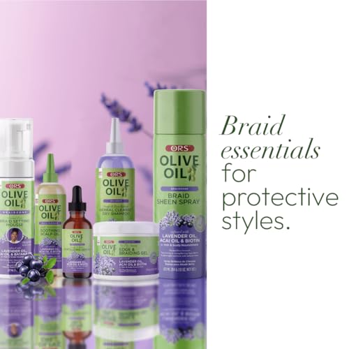 ORS Olive Oil Braidzone Braid Sheen Spray with Lavender, Acai & Biotin for Hair & Scalp Nourishment 10 Ounces (1)