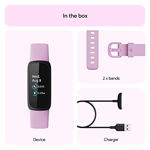 Fitbit Inspire 3 Health &-Fitness-Tracker with Stress Management, Workout Intensity, Sleep Tracking, 24/7 Heart Rate and more, Lilac Bliss/Black, One Size (S & L Bands Included)