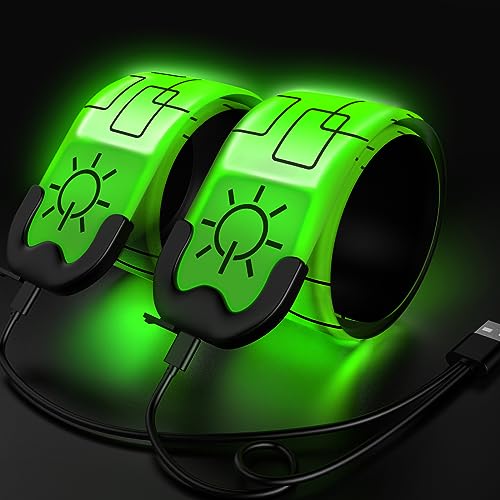 Todoxi 2 Pack LED Armband Rechargeable, Running Lights for Runners, Running Lights, Reflective Running Gear Light Up Armband High Visibility LED Wristband Lights for Running Walking