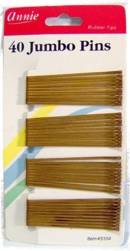 Annie Jumbo Bob Hair Pins 40 Counts Roller Pin Brown Roller Pins