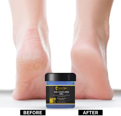 Foot SPA - Massage Cooling Gel for Pedicure Treatment with Menthol, Camphor, Peppermint and Eucalyptus Oil, Professional Strength Foot and Leg Ice Cooling Gel Therapy, Relives Tired Aching Feet, 4 oz