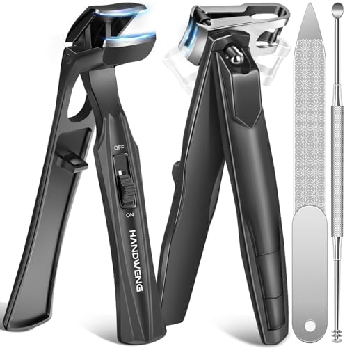Toenail Clippers for Seniors Thick Toenails, Angled Head Large Toe Nail Clippers for Thick Nails for Men, 360° Rotating Nail Clippers with Long Hande, Heavy Duty Fingernail Clippers with Wide Opening