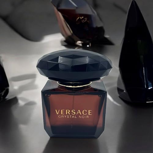 Versace Crystal Noir for Women - 4 Pc Gift Set 3oz EDP Spray, 3.4oz Body Lotion, 3.4oz Shower Gel, Beauty Case