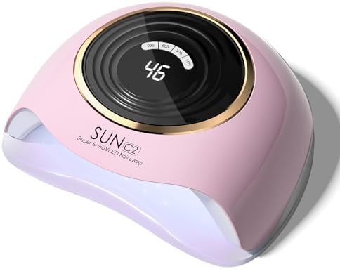 288W Professional UV LED Nail Lamp with 63 Beads - Fastest Gel Curing Dryer for Home & Salon, Smart Sensor, LCD Display & 4 Timers, Pink Salon-Grade Light