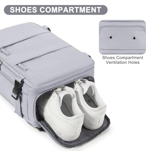 coofay Travel Backpack Carry On Flight Approved For Women Men Personal Item Backpack Carry On Bags For Airplanes Backpack For Travel With Shoe Compartment Grey