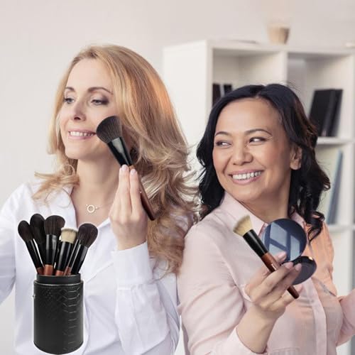 Makeup Brushes 16 Pcs Makeup Brush Set Professional, Wood Handle Travel Make Up Brushes Set with Case, Premium Cruelty-Free Synthetic Fiber Hair Makeup Brush Kit with Holder