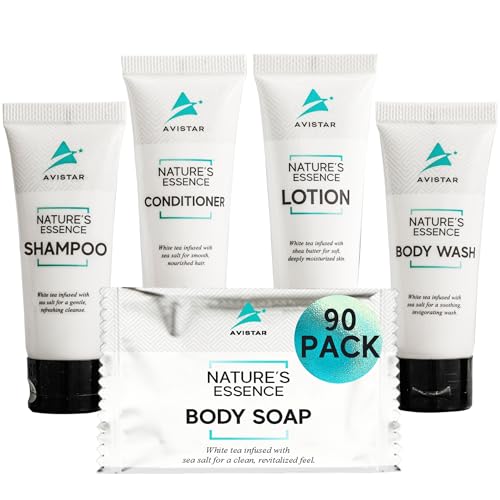 90 Piece Hotel Soap & Bulk Toiletries - Airbnb Essentials for Hosts & Guests - Hotel Shampoo & Conditioner Supplies for Guests, Hotel Toiletries Bulk Set, Mini Bulk Travel Size Toiletries, Air BnB