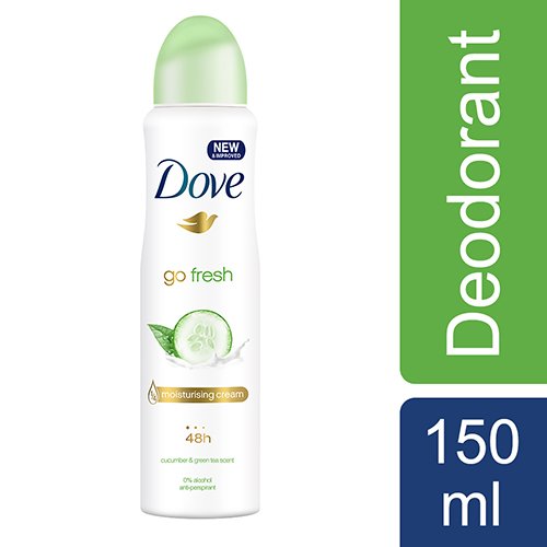 Dove Antiperspirant 48 Hours Body Spray, Go Fresh Cucumber & Green Tea Deodorant, 6 Packs x 150 ML / 5 Fl.Oz (International Version)