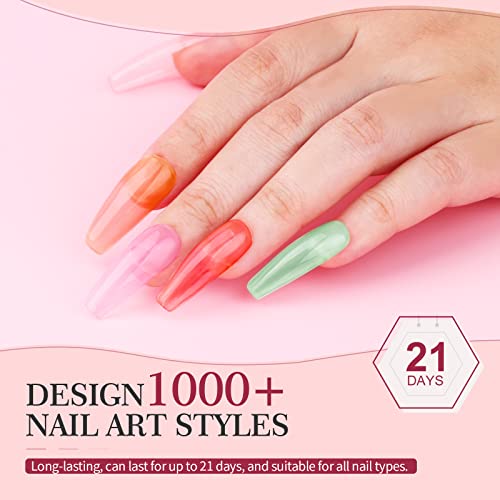 SAVILAND Jelly Gel Nail Polish Set, 30 Colors Translucent Nude Pink Transparent Nail Polish Set with 180 Sheer/Matte/Glossy Effects for Nail Salon DIY Home Christmas Holiday Gift Set