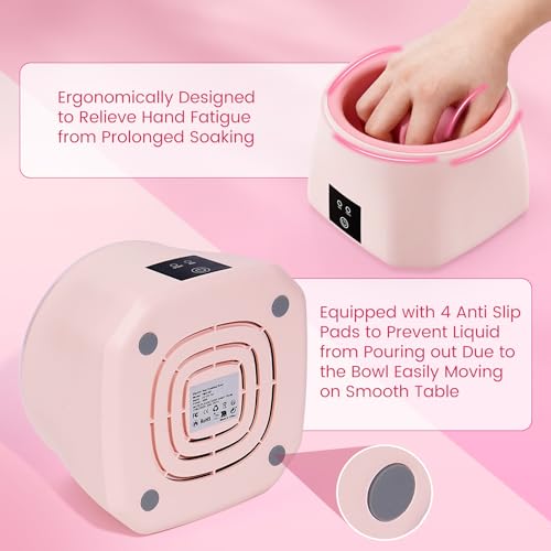 Quaferen Nail Soaking Bowl Heated: 50% Faster Soak Off Gel Polish Dip Powder Remover Bowl- Electric Soak Off Acrylic Nail Remover Manicure Bowls for Salon Home