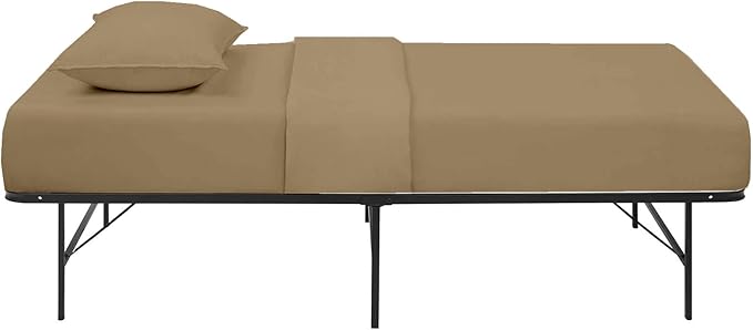 4-PC Cot Sheet Set - 25x75, 100% Cotton Fitted Sheet - Perfect for Narrow Twin/RV Bunk/Camping Cot/Guest Bed Replacement, Fits Upto 4-8" Deep Mattress - Taupe Solid