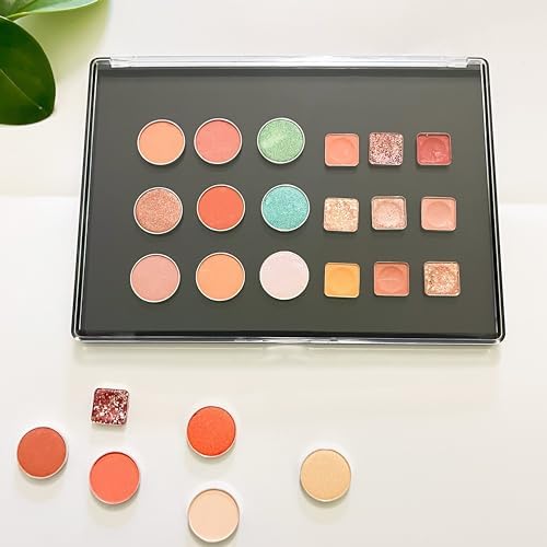 2 Pack XL large Magnetic Makeup Palette with Clear Top, Empty Cosmetics Pan Dispensing Storage Box with 40pcs Metal Sticker for DIY Eyeshadow Lipstick Blush Powder- 9.25'' x6.57''