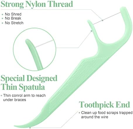 500 Count Orthodontic Flossers for Braces with Floss Dispenser, Braces Flossers for Adults & Kids, Floss Picks for Braces Fits Under Arch Wire, No Break & No Shred Floss, 100 Count Bag (Pack of 5)