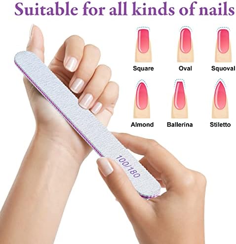200 Pcs Nail Files 100/180 Grit Double Sides Emery Boards Reusable Nail Files for Acrylic Fingernails Professional Manicure Tools for Natural Acrylic Fingernail Home and Salon Supplies