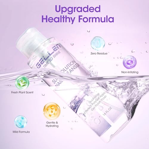 Gellen 16oz Multi-Purpose Nail Cleanser, Pump Bottle Design Nail Surface Cleaner for Prep Nails, Tacky Residue Remover for High-Shine Gel Top Coat, Polygel Slip Solution, Nail Cleaning for Manicure