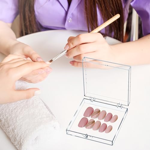 30Boxes Large (8 x 8cm) Press On Nail Packaging Storage Box and 90pcs Adhesive Tabs - Acrylic Organizer Case for Artificial Nail for Nail Business Supplies (clear, L)