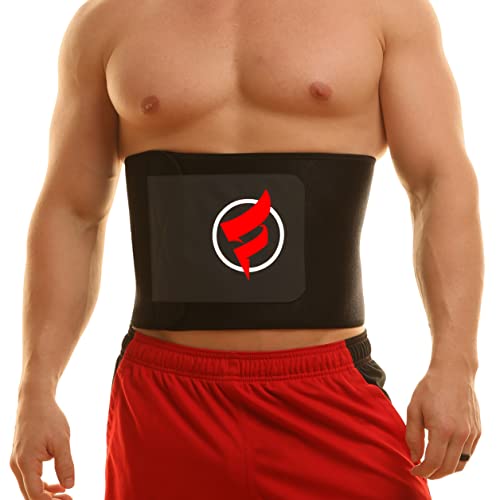 Fitru Waist Trimmer Sauna Ab Belt For Women & Men - Waist Trainer Stomach Wrap (Black, XS: 8" X 34")