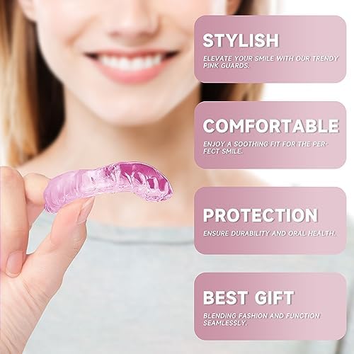 4 Pack Pink Kids Mouth Guard for Teeth Grinding,Comfortable Night Guard,Moldable Child Bite Guard for Clenching Teeth, Mouthguard for Kids