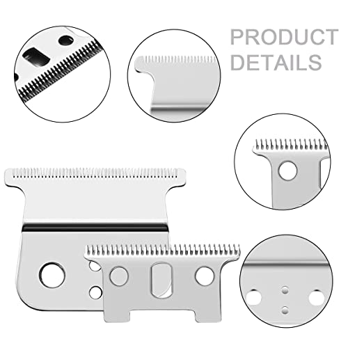 2 Pcs Replacement Blades Compatible with Andis #04710 and Andis #04521 hair Trimmer Compatible with Andis T Outliner & GTX Trimmer(sliver steel T blade + sliver steel blade)