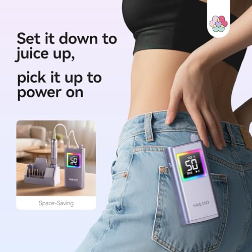 SAVILAND Advanced 50000 RPM Nail Drill Professional: 10S Fast Removal Electric Nail File Portable Nail Filer Electric with Rechargeable Electric Nail Drill Bits Pro Acrylic Nail Manicure Nail Tools