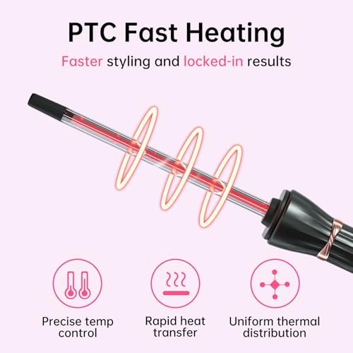 3/8 Inch Small Wand Curling Iron with 9 Temps, 9mm Mini Hair Curler with LCD Display, Fast Heat Up & Anti-Scald Design, Suitable for Short/Long Hair